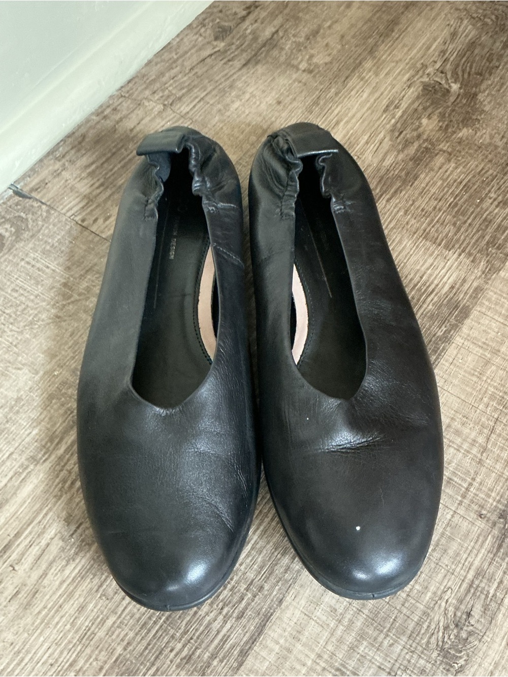 Womens 11 42 Ecco Anine Ballerina Black Leather Comfort Career Ballet Flats Shoe